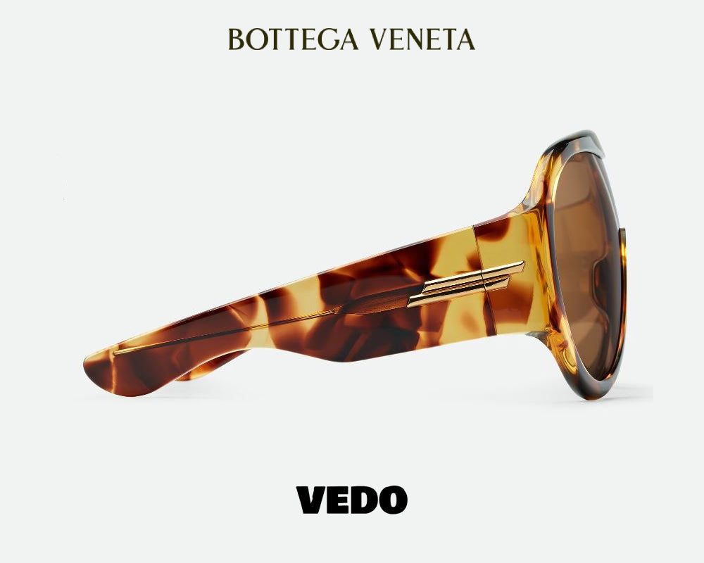 Bottega Veneta oversize Shield Sunglasses BV1345S vedosunglasses havana
