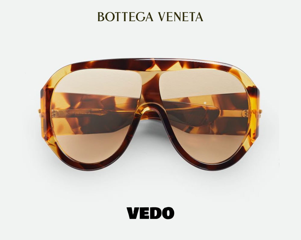 Bottega Veneta oversize Shield Sunglasses BV1345S vedosunglasses havana