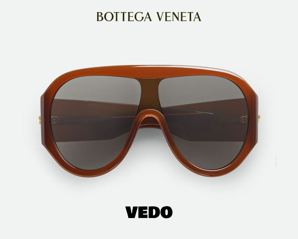 Bottega Veneta oversize Shield Sunglasses BV1345S vedosunglasses brown