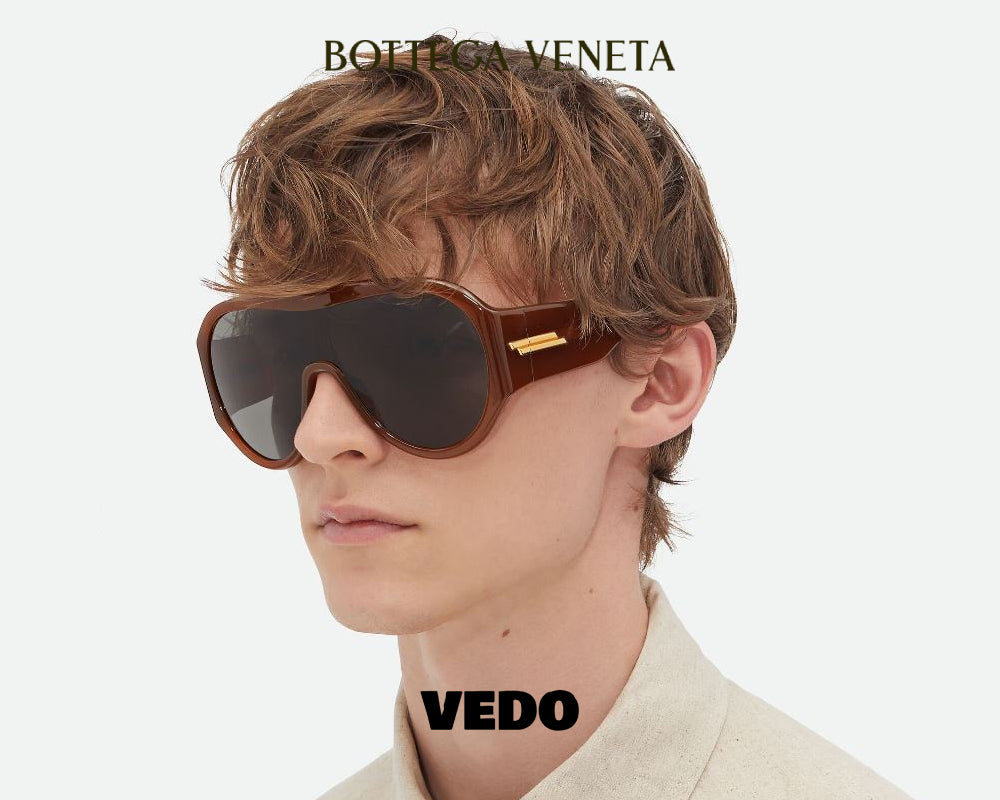 Bottega Veneta oversize Shield Sunglasses BV1345S vedosunglasses brown