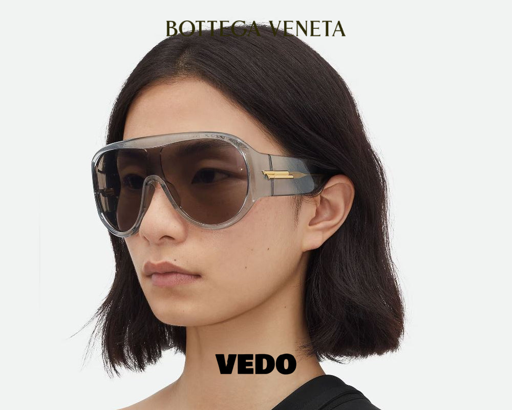 Bottega Veneta oversize Shield Sunglasses BV1345S vedosunglasses grey