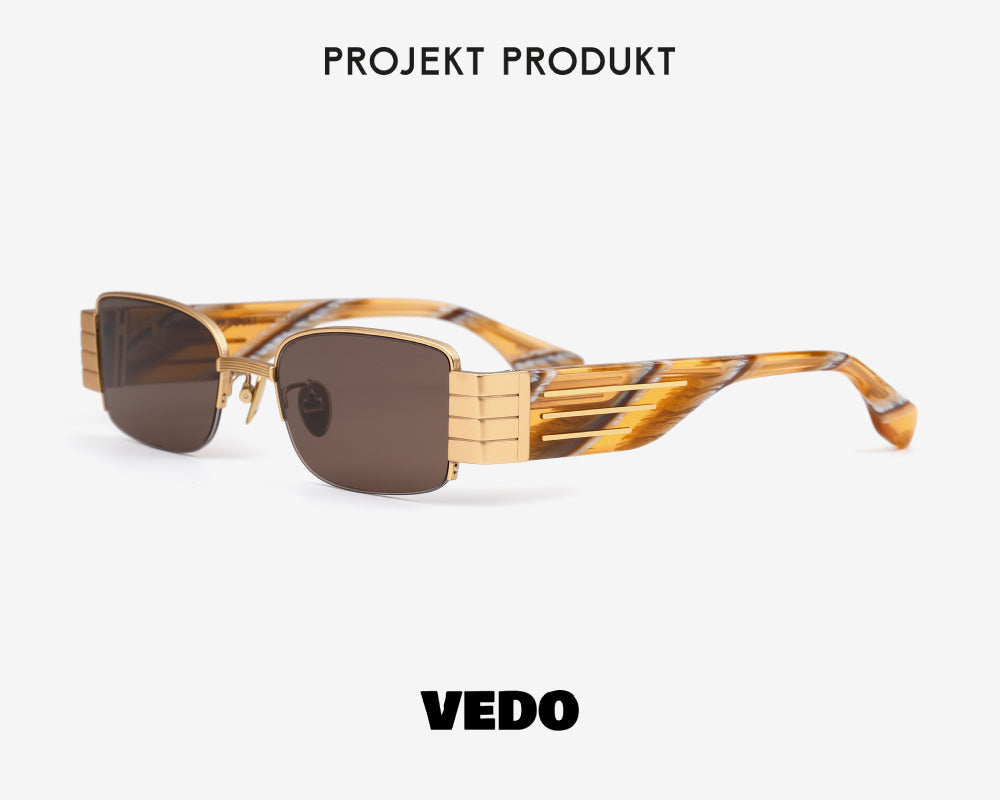 Rectangular sunglasses titanium PROJEKT PRODUKT CL1 vedosunglasses.com gold brown