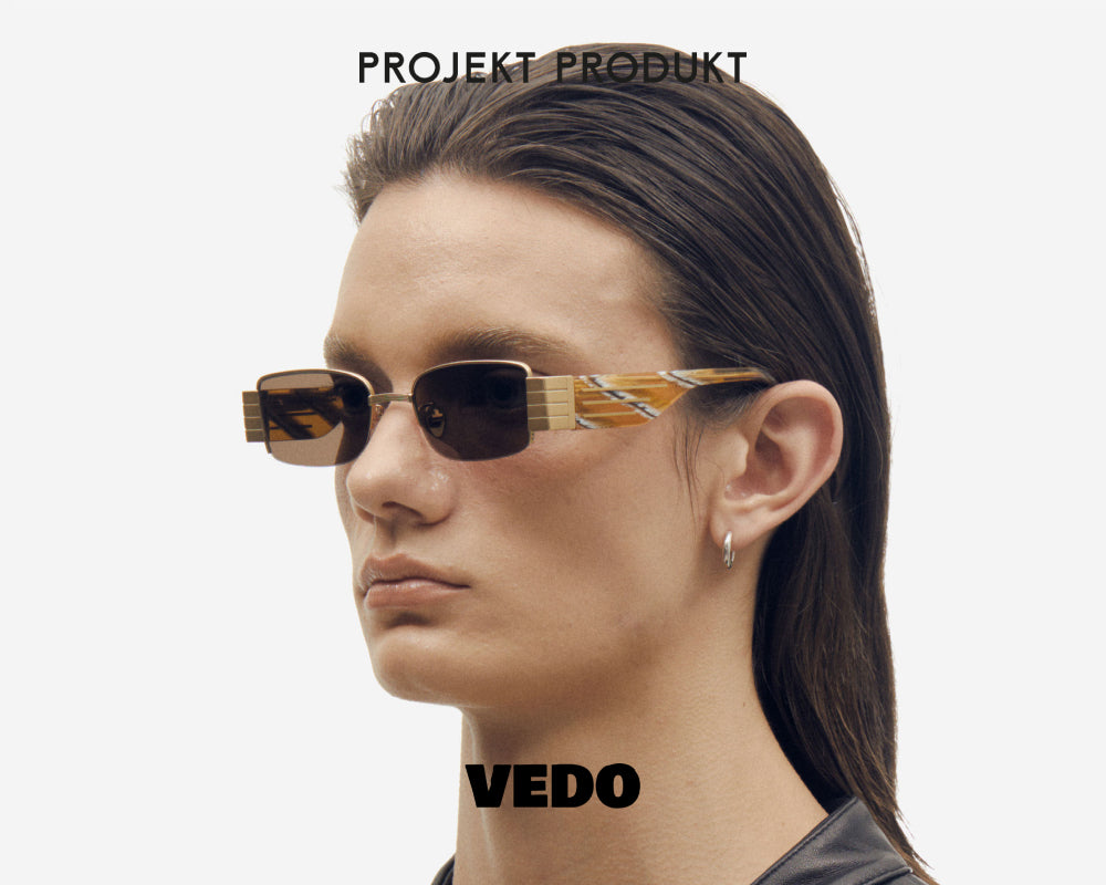 Rectangular sunglasses titanium PROJEKT PRODUKT CL1 vedosunglasses.com gold brown