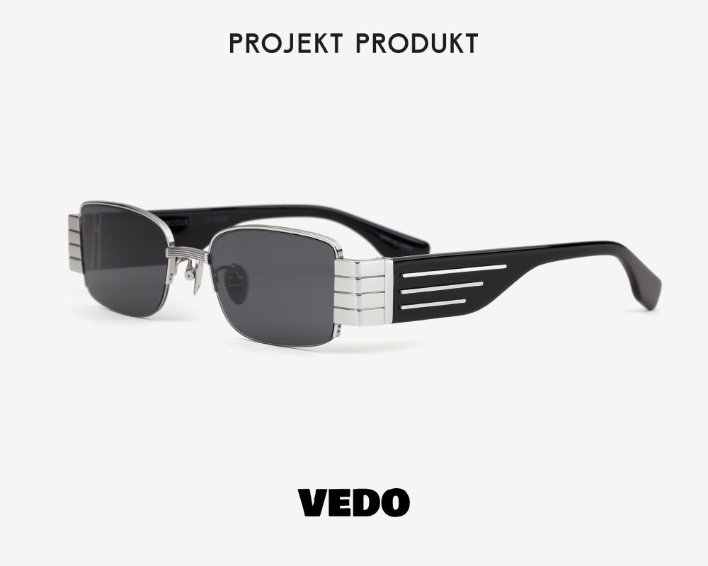 Rectangular sunglasses titanium PROJEKT PRODUKT CL1 vedosunglasses.com silver black