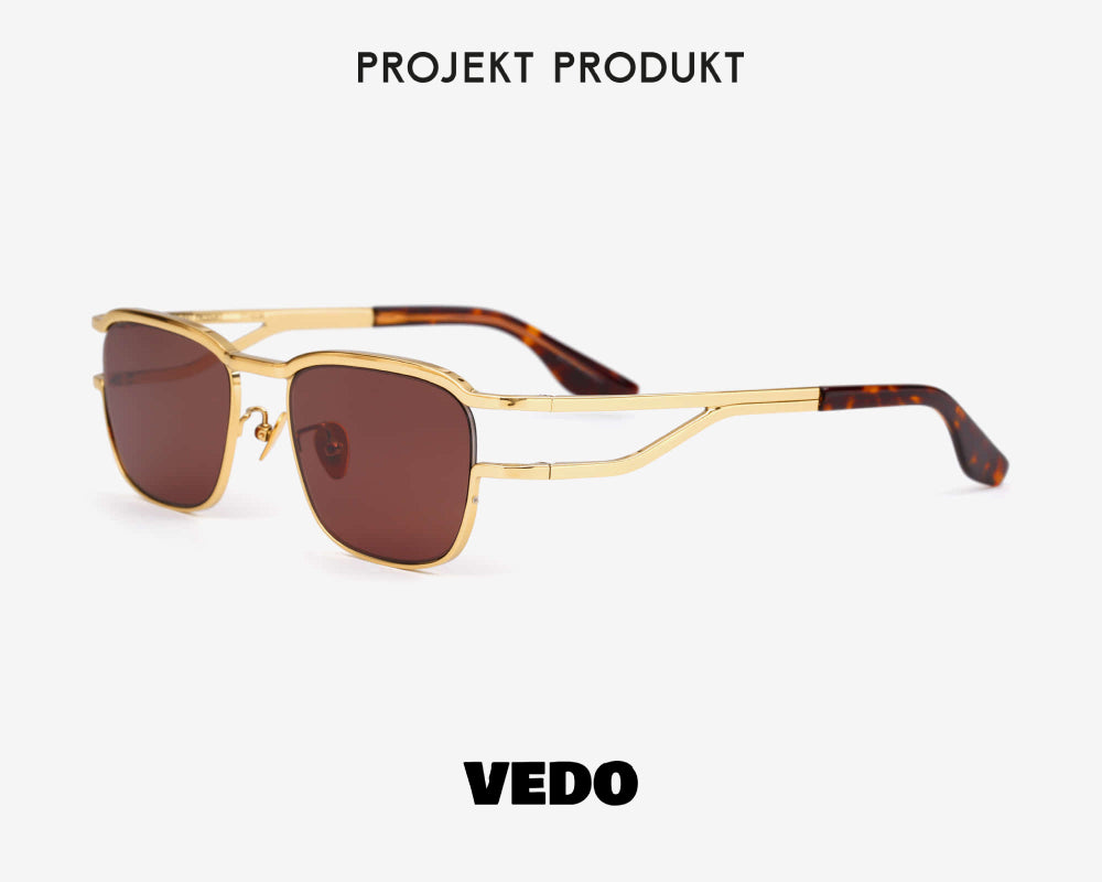 Square sunglasses titanium PROJEKT PRODUKT CL3 vedosunglasses.com gold