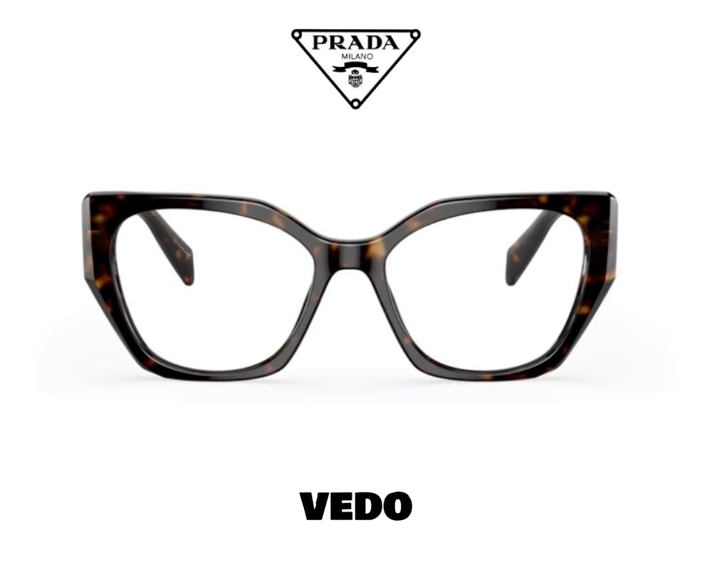 Geometrical cateye Prada PR 18WV eyeglasses vedosunglasses.com dark brown havana
