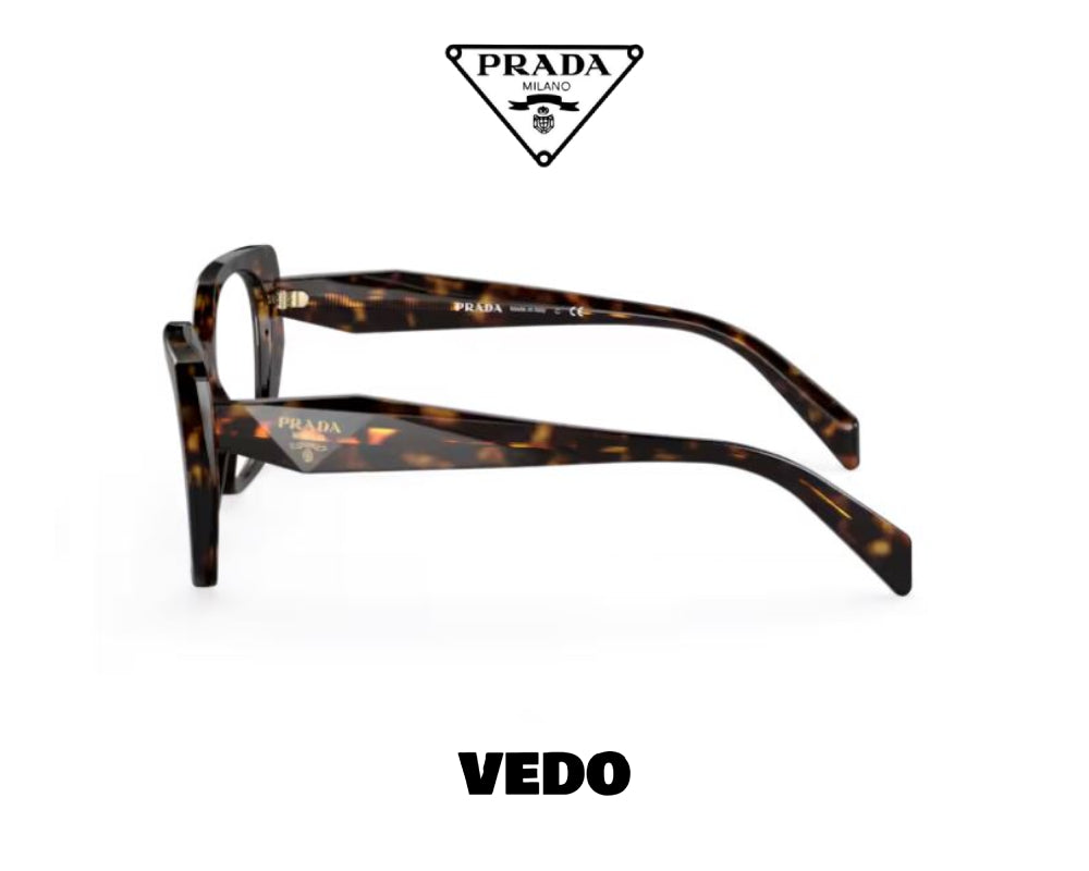 Geometrical cateye Prada PR 18WV eyeglasses vedosunglasses.com brown havana