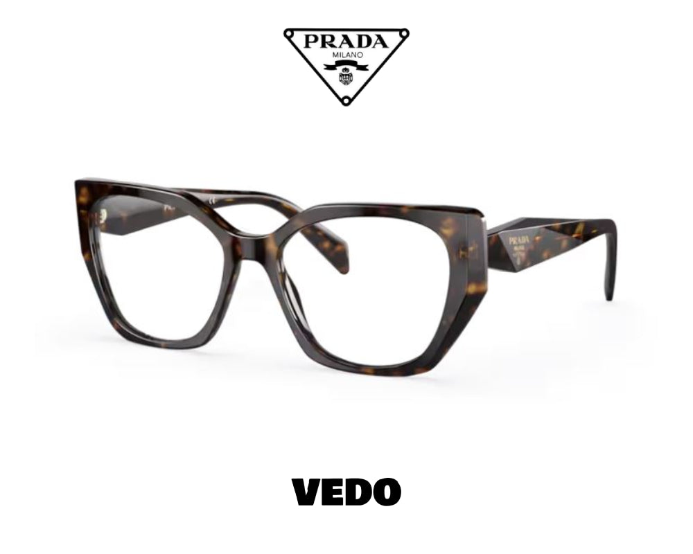 Geometrical cateye Prada PR 18WV eyeglasses vedosunglasses.com brown havana