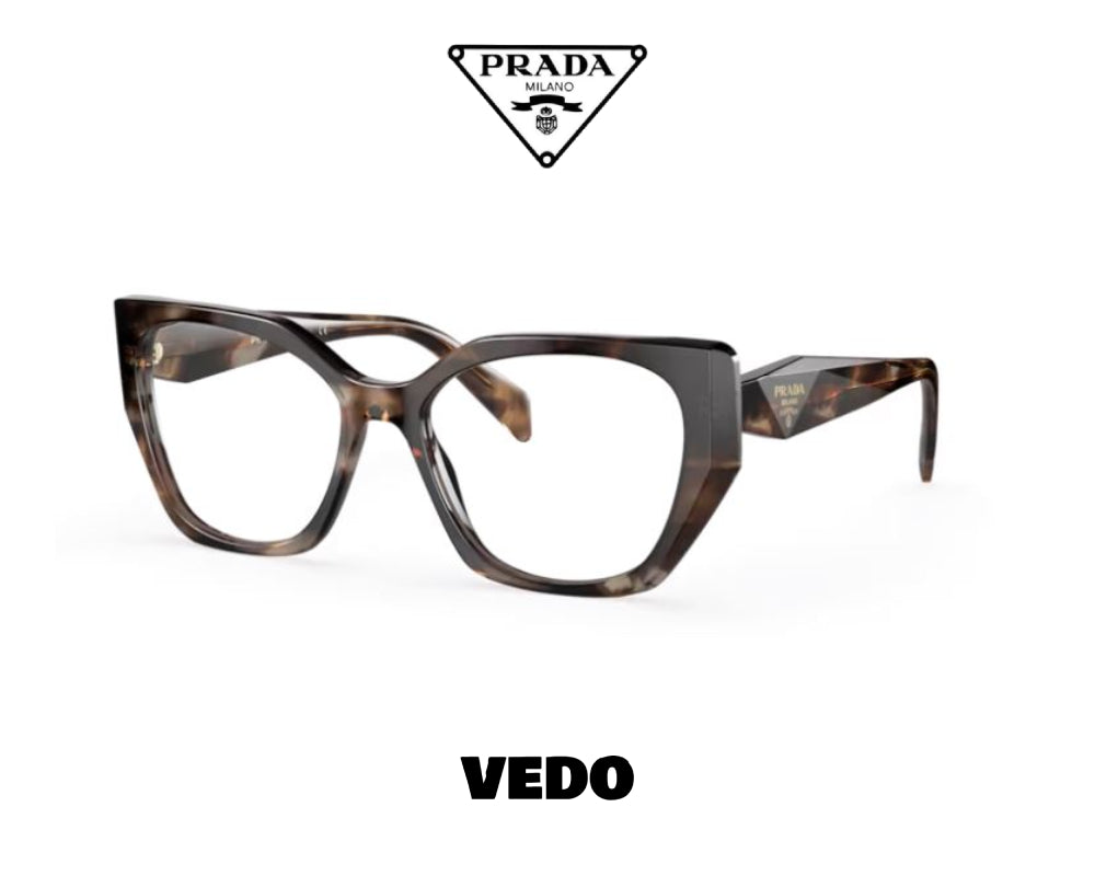 Geometrical cateye Prada PR 18WV eyeglasses vedosunglasses.com ligh brown havana