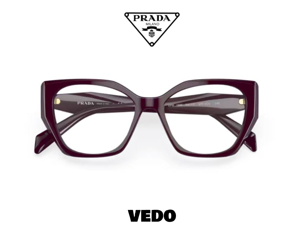 Geometrical cateye Prada PR 18WV eyeglasses vedosunglasses.com burgundy