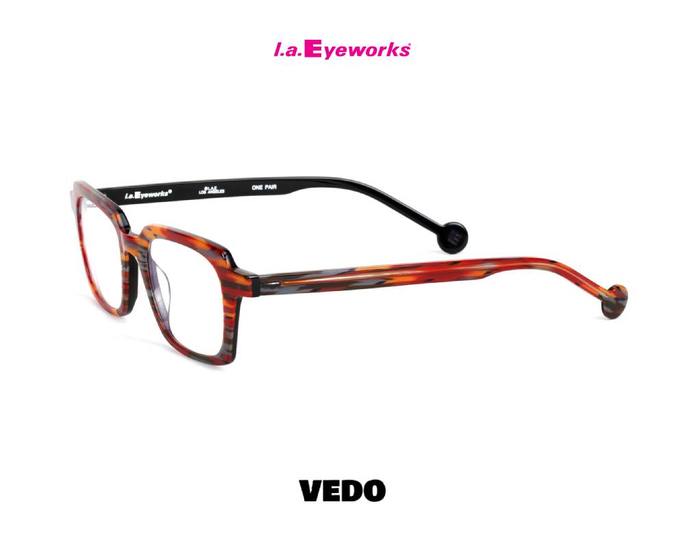L.A. Eyeworks BLAKEY Small Squared Eyeglasses red brown