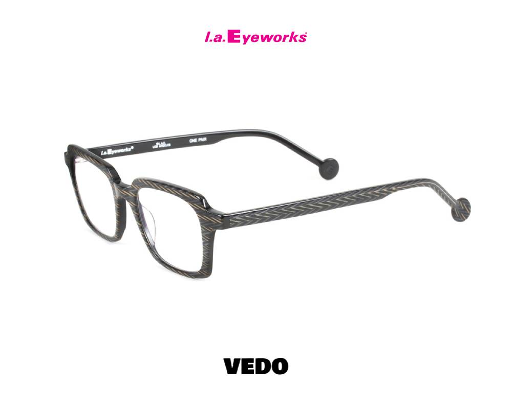 L.A. Eyeworks BLAKEY Small Squared Eyeglasses grey silver striped gold