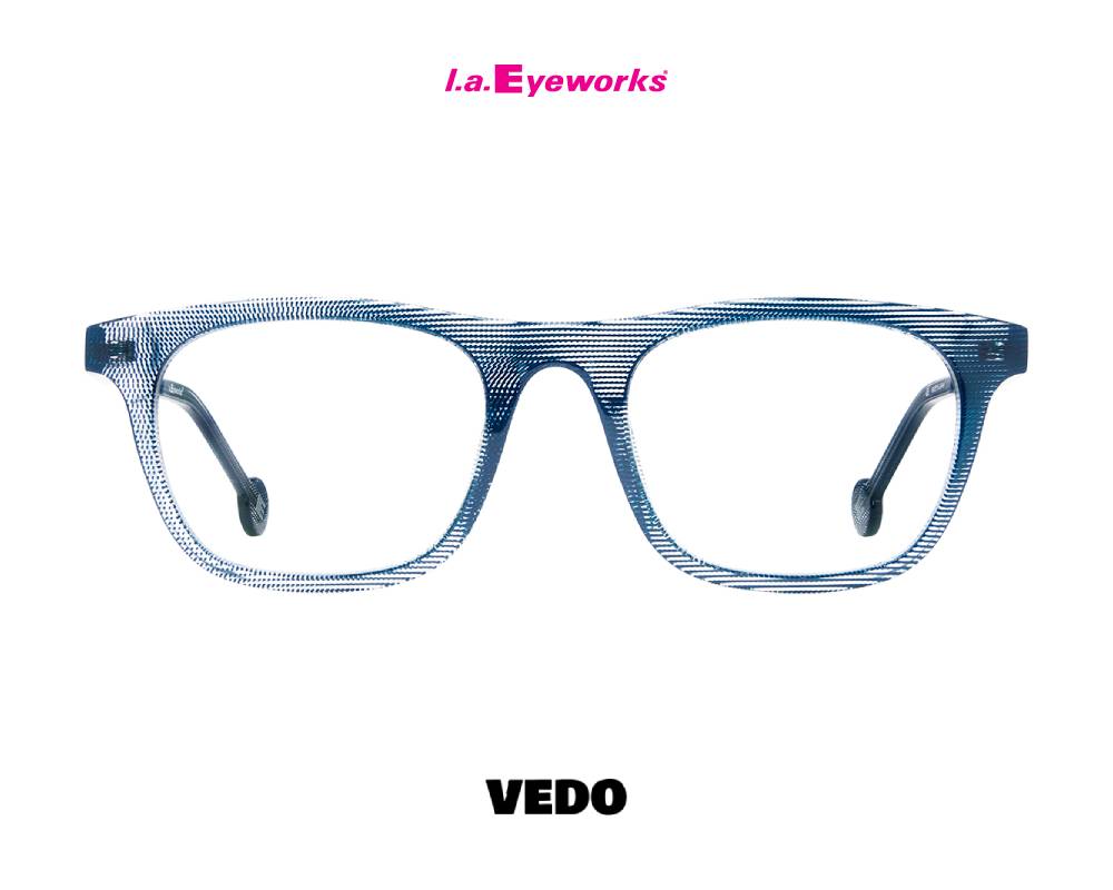 L.A. Eyeworks CIDER  Unisex Squared Design Eyeglasses blue on trasparent