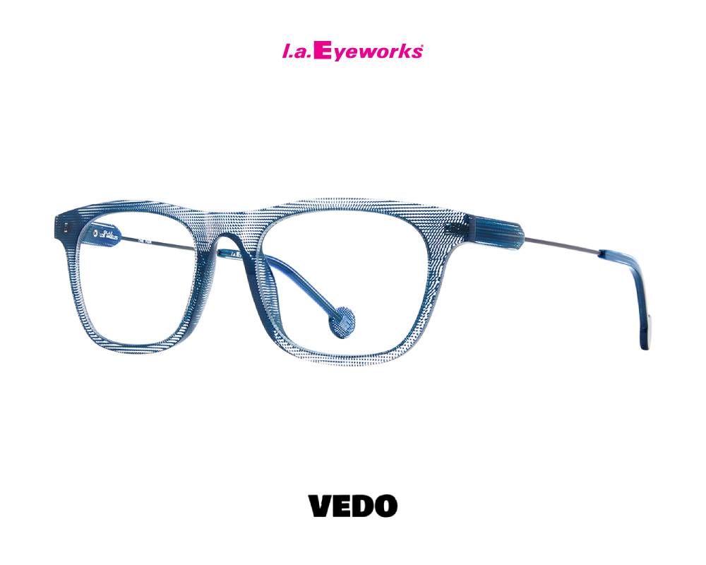 L.A. Eyeworks CIDER  Unisex Squared Design Eyeglasses blue trasparent