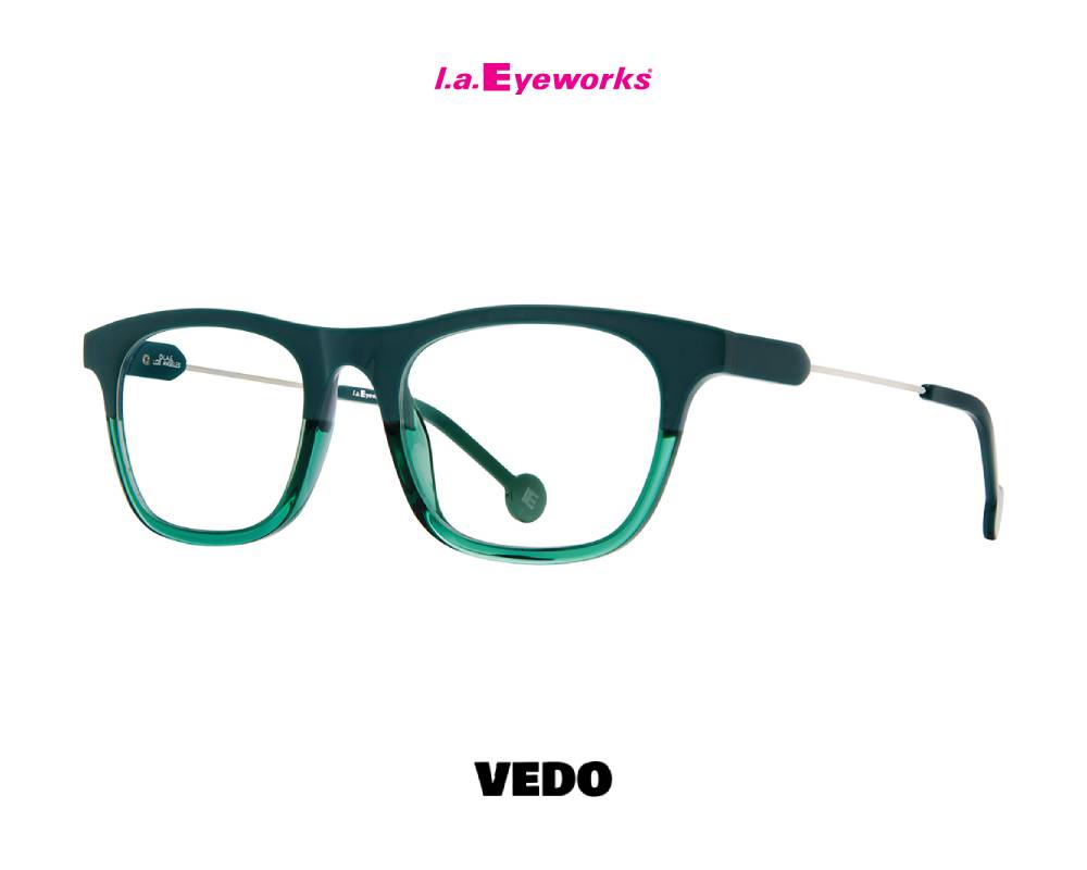 L.A. Eyeworks CIDER  Unisex Squared Design Eyeglasses black and green
