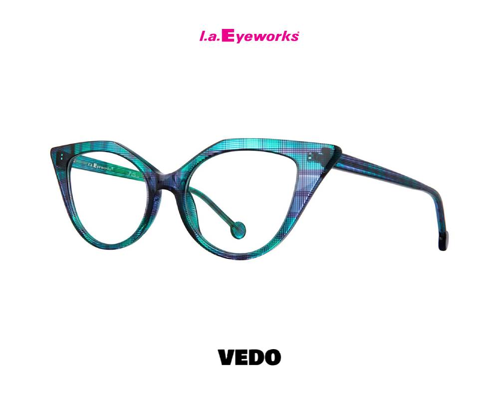 L.A. Eyeworks COWGIRL Cat-Eye Round Eyeglasses blue