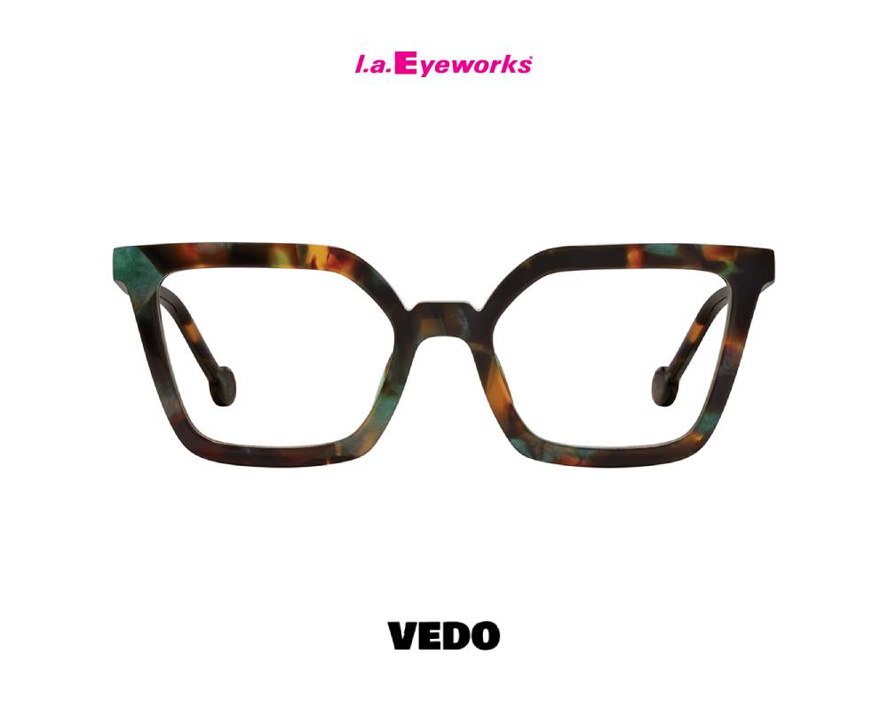 L.A. Eyeworks HERSH Cat-Eye Squared Eyeglasses brown havana multicolor