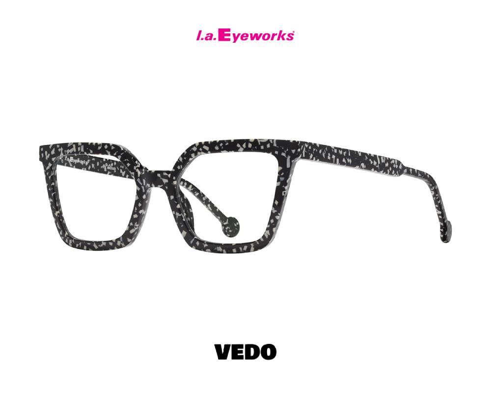 L.A. Eyeworks HERSH Cat-Eye Squared Eyeglasses salt and pepper black