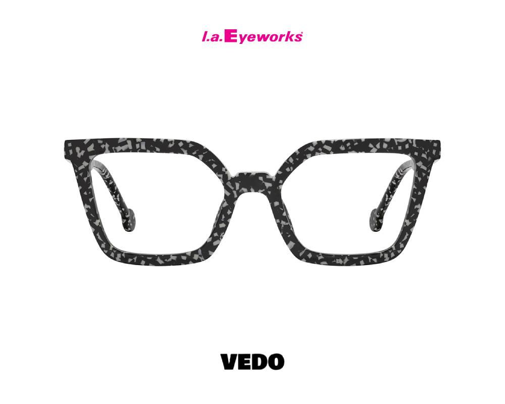 L.A. Eyeworks HERSH Cat-Eye Squared Eyeglasses salt and pepper black