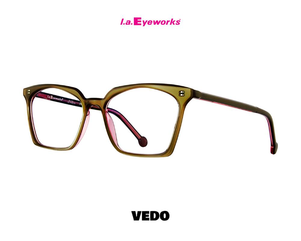 L.A. Eyeworks LEVI Feminine Squared Eyewear brown green