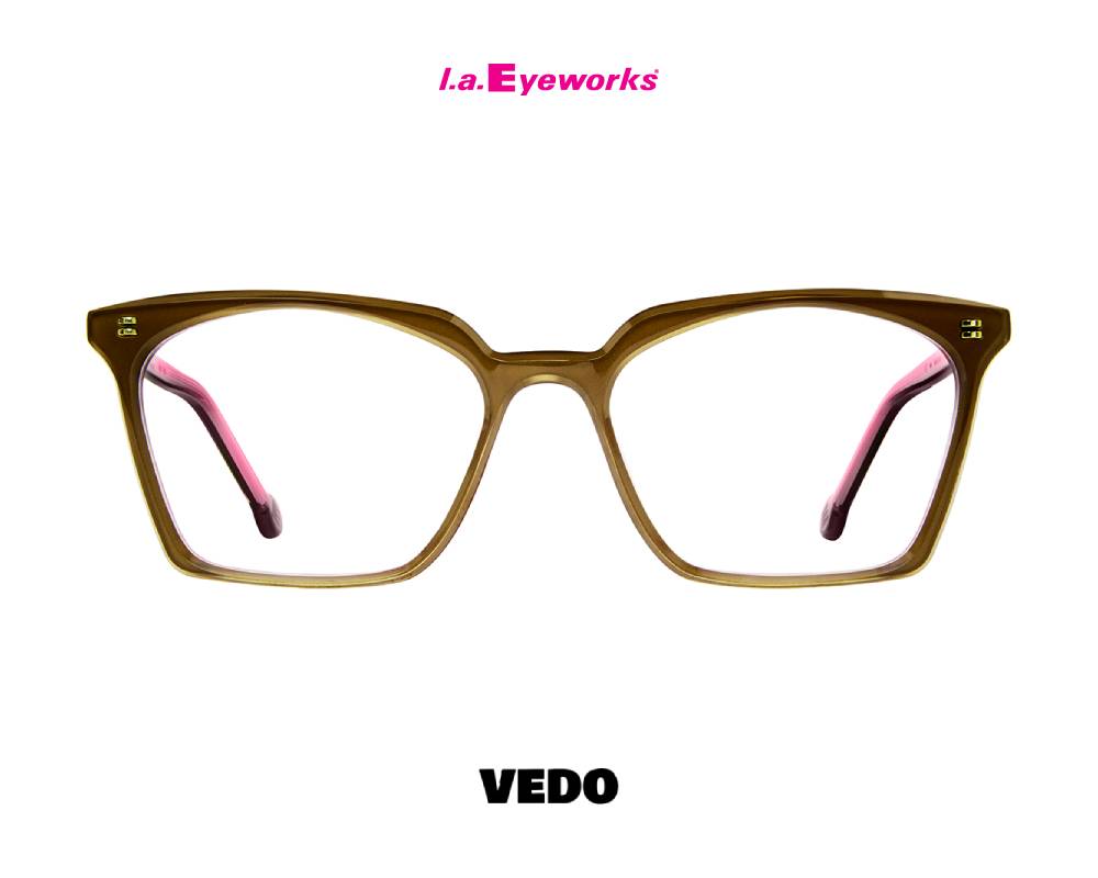 L.A. Eyeworks LEVI Feminine Squared Eyewear brown green