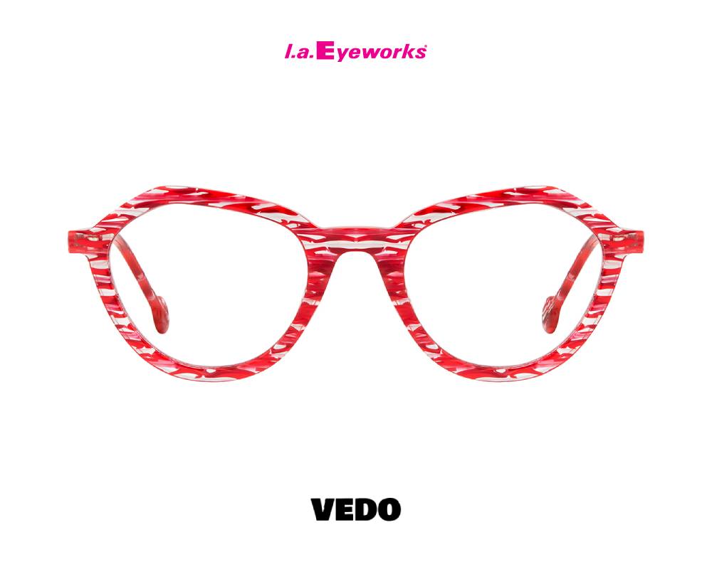 L.A. Eyeworks NIFFER Round Geometric Petite-Fit Eyeglasses red