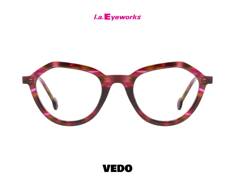 L.A. Eyeworks NIFFER Round Geometric Petite-Fit Eyeglasses violet red