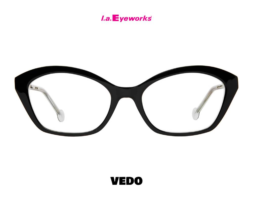 L.A. Eyeworks PANCAKE small rectangular cat-eye eyeglasses black
