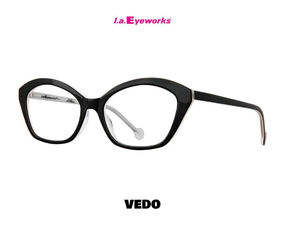 L.A. Eyeworks PANCAKE small rectangular cat-eye eyeglasses black