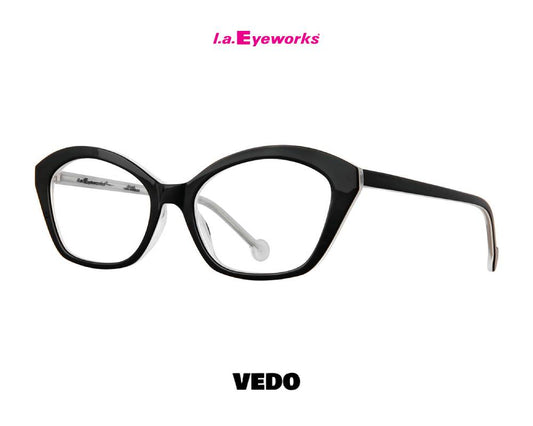 L.A. Eyeworks PANCAKE small rectangular cat-eye eyeglasses black