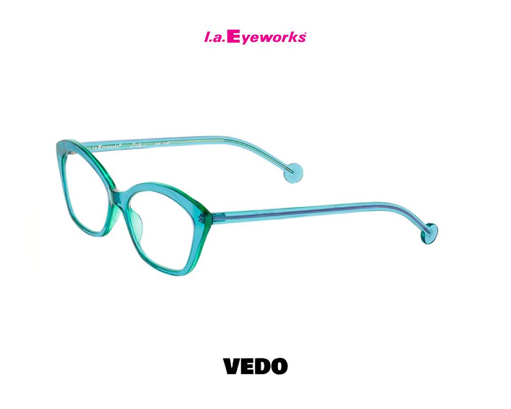 L.A. Eyeworks PANCAKE small rectangular cat-eye eyeglasses light bue