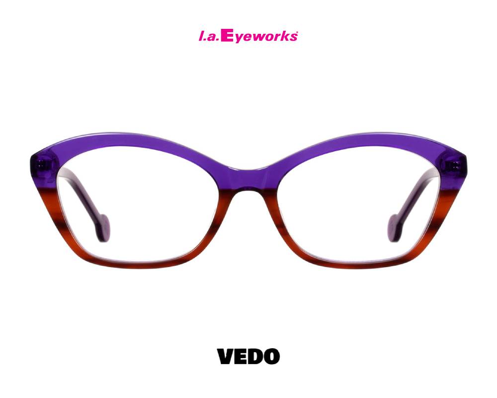 L.A. Eyeworks PANCAKE small rectangular cat-eye eyeglasses violet red