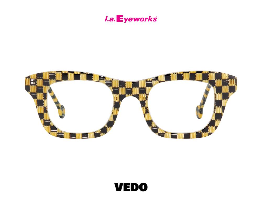 L.A. Eyeworks RENZO Bold Unisex Eyeglasses yellow grid