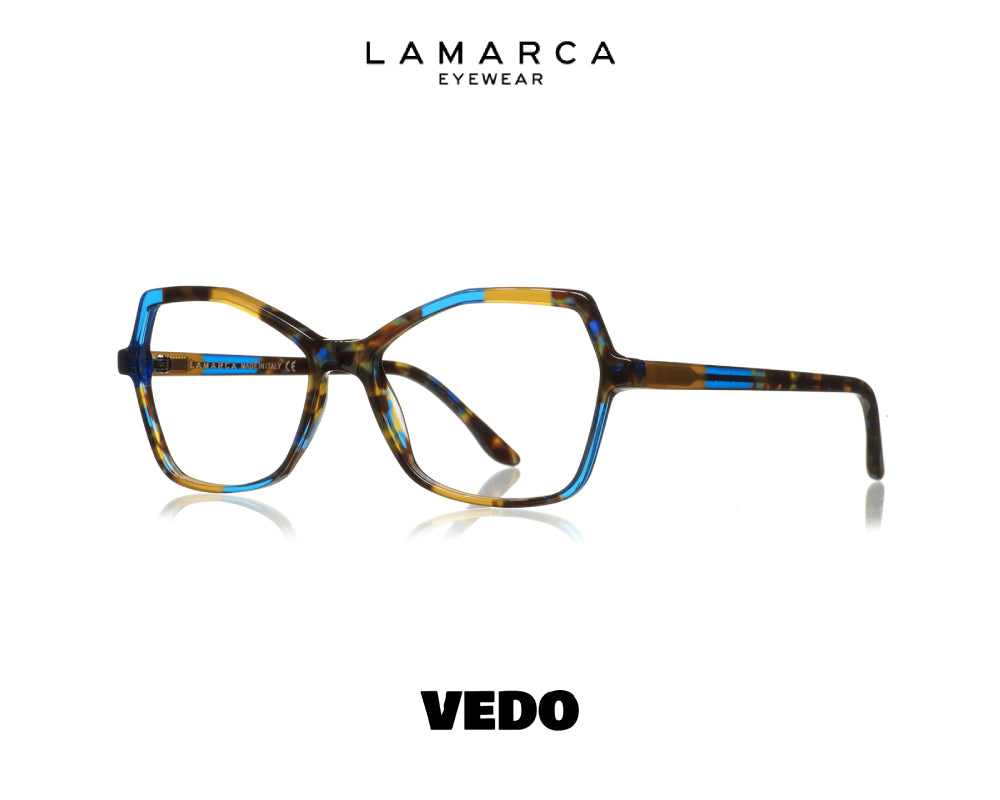 LAMARCA Mosaico 109 Geometrical Cat Eye Eyeglasses vedosunglasses blue havana