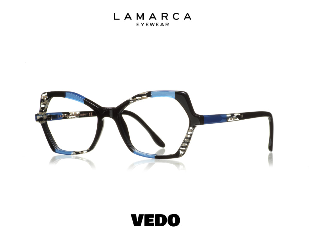 LAMARCA Mosaico 124 Compact Geometrical Cat Eye Eyeglasses vedosunglasses blue black 