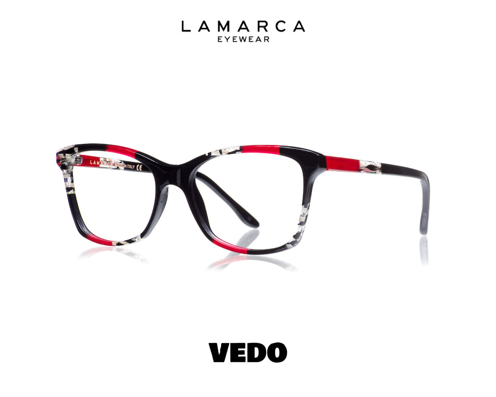 LAMARCA Mosaico 135 Rectangular Eyeglasses vedosunglasses black red