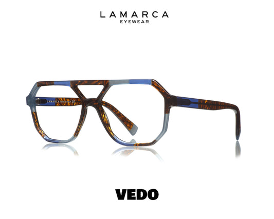 LAMARCA Mosaico 164 Squared Aviator Eyeglasses vedosunglasses blue brown