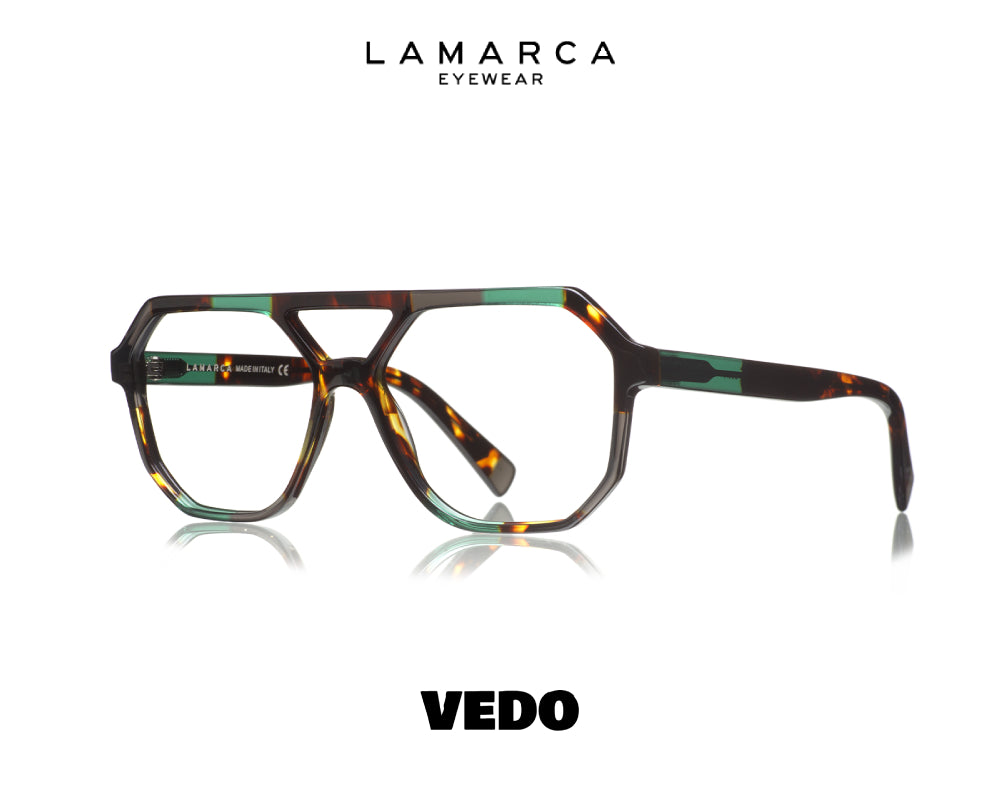 LAMARCA Mosaico 164 Squared Aviator Eyeglasses vedosunglasses green grey