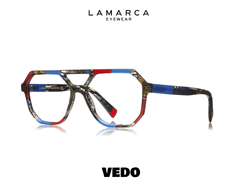 LAMARCA Mosaico 164 Squared Aviator Eyeglasses vedosunglasses blue red