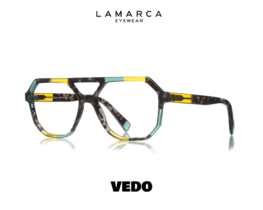 LAMARCA Mosaico 164 Squared Aviator Eyeglasses vedosunglasses light blue yellow