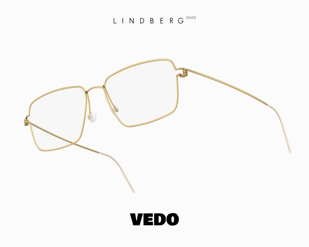LINDBERG Air Titanium Rim AARON Rectangular Eyeglasses GT gold
