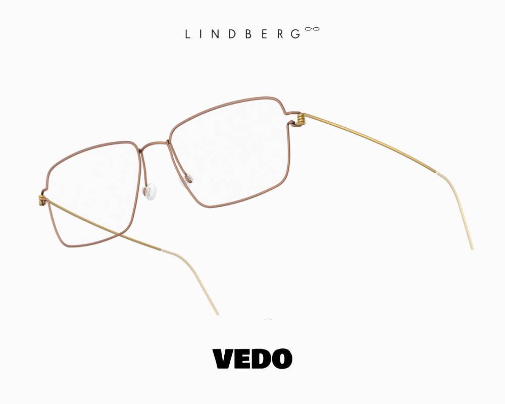 LINDBERG Air Titanium Rim AARON Rectangular Eyeglasses vedosunglasses.com U12 GT brown gold