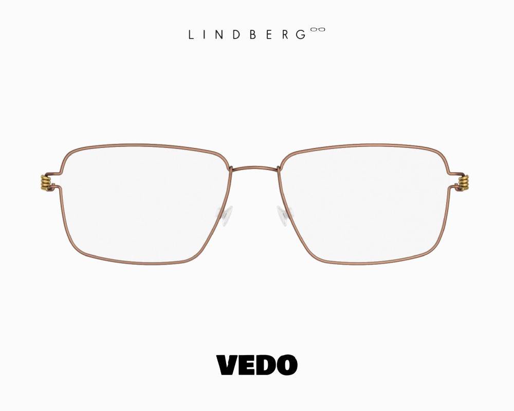 LINDBERG Air Titanium Rim AARON Rectangular Eyeglasses vedosunglasses.com U12 GT brown gold