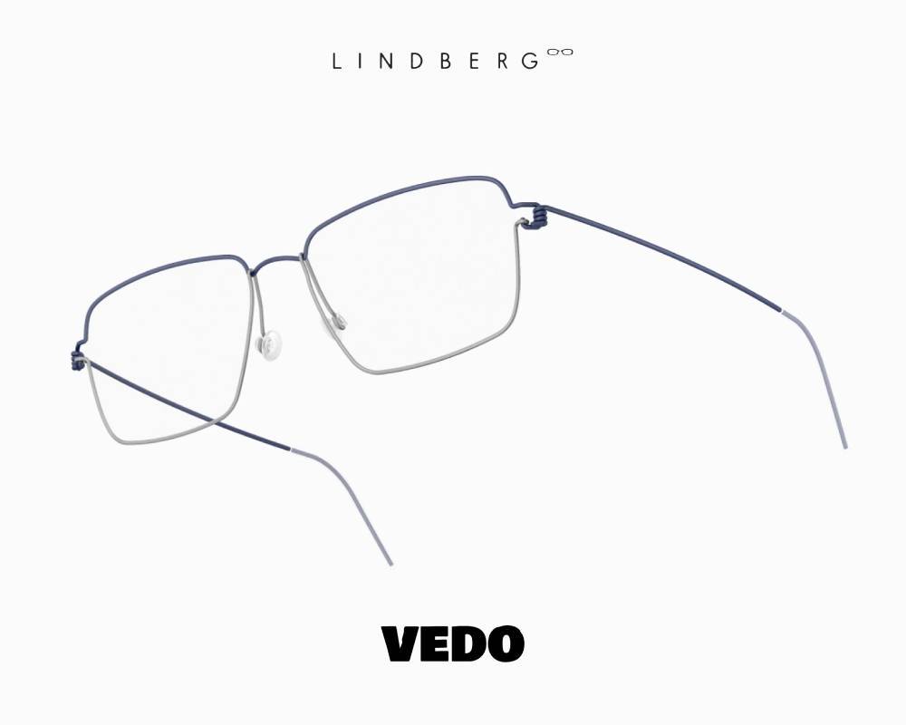 LINDBERG Air Titanium Rim AARON Rectangular Eyeglasses U13-10 blue silver