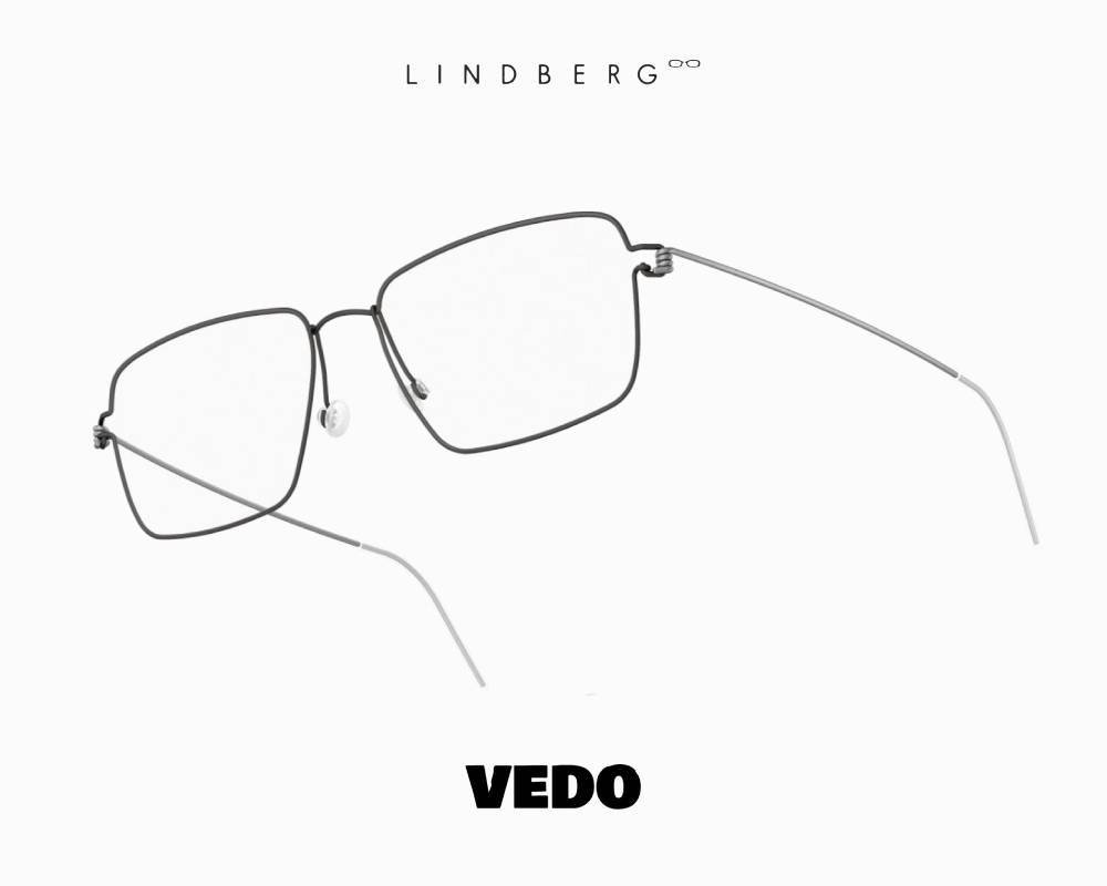 LINDBERG Air Titanium Rim AARON Rectangular Eyeglasses U9-10 black silver vedosunglasses.com 