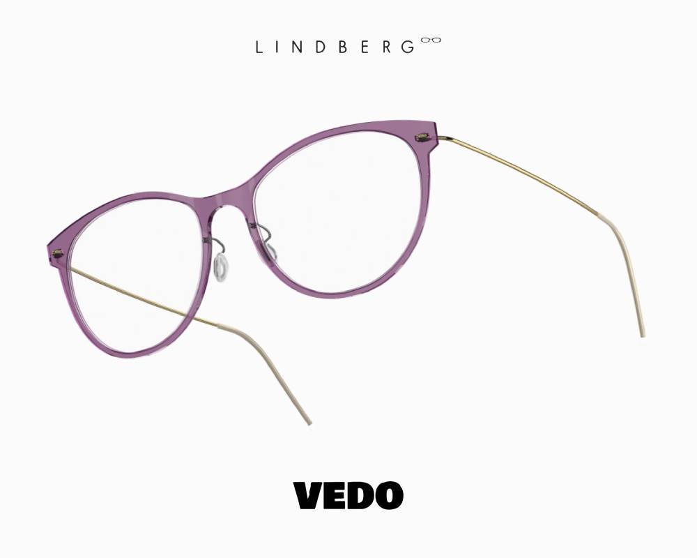 LINDBERG NOW 6520 Feminine Round Cat-Eye Titanium Eyeglasses VIOLET