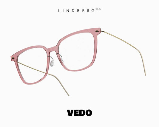 LINDBERG NOW 6625 Squared Cat-Eye Feminine Titanium Eyeglasses PINK
