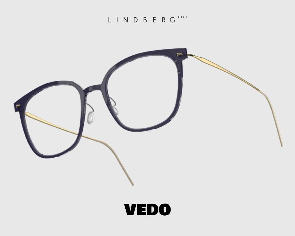 LINDBERG NOW 6638 Squared Oversize Feminine Titanium Eyeglasses vedosunglasses blue gold 