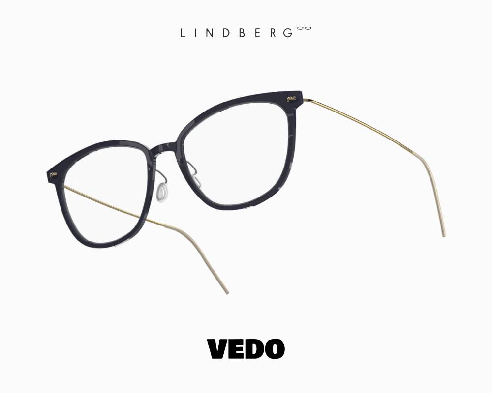 LINDBERG NOW 6625 Squared Cat-Eye Feminine Titanium Eyeglasses BLACK