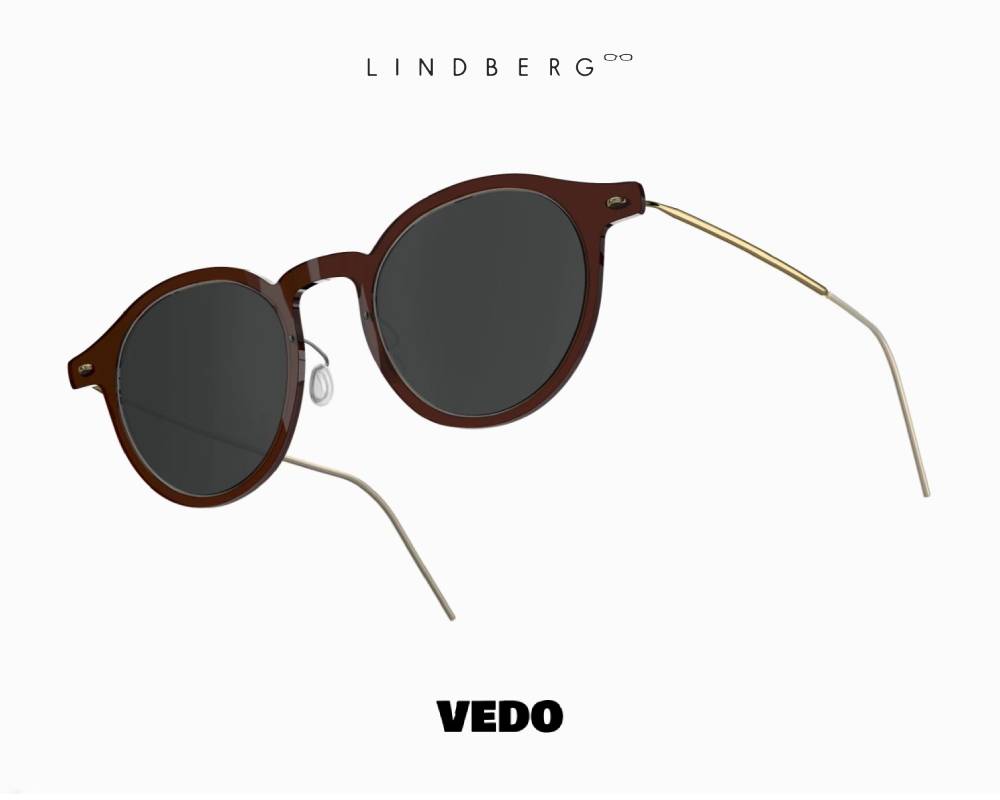 LINDBERG Sun NOW Titanium 8347 Round Sunglasses vedosunglasses brown and grey lenses